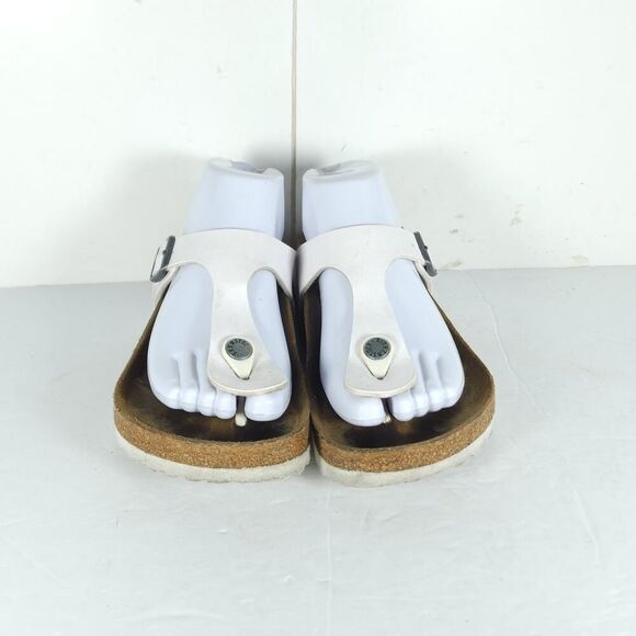 Birkenstock Women's Gizeh EU38 US9 White Birko-Flor T-strap Thong Sandals Shoes - Picture 3 of 16
